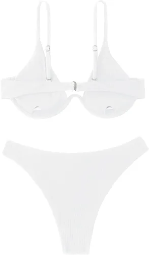 Vista 2 de Verdusa - Traje de baño de 2 piezas para mujer, de corte alto, parte de abajo triangular, para nadar