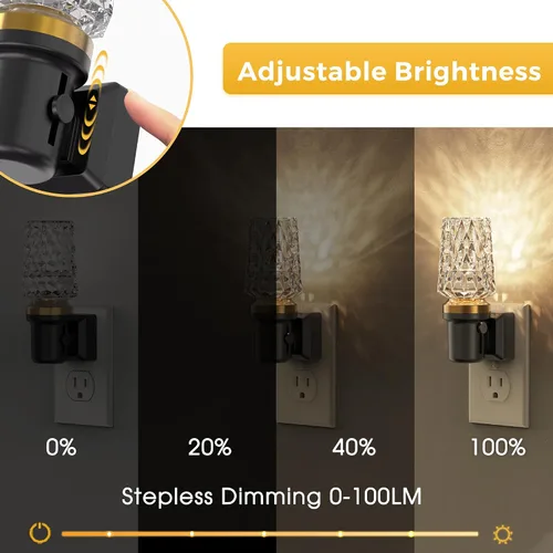 Vista 3 de L LOHAS LED - Luz nocturna enchufable con sensor de luz, 0-100Lm de brillo ajustable, 3000K blanco suave, luz nocturna decorativa de acrílico