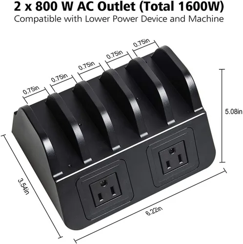 Vista 2 de Estación de carga con 5 puertos USB, organizador para múltiples dispositivos, soporte de escritorio de carga rápida para teléfono Apple Android