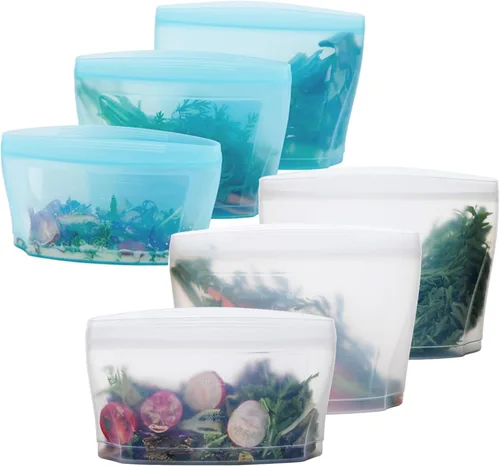 Vista 8 de Zip Standing Bolsa de almacenamiento de alimentos de silicona reutilizable, contenedor de almacenamiento de alimentos, bolsa de sellado reutilizable