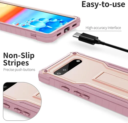 Vista 2 de ExoGuard Funda para Google Pixel 6A, funda de goma a prueba de golpes de cuerpo completo viene con un protector de pantalla de vidrio templado