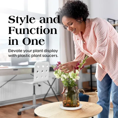 Vista 8 de SLS SUPPLY FLORA - Platillos duraderos para plantas, paquete de 12 tamaños surtidos, platillos para macetas, elegantes platillos para interiores