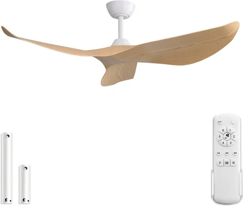 Vista 12 de Sofucor Ventilador de techo sin luz, ventilador de techo moderno de 52 pulgadas con control remoto para interior, granja, dormitorio, sala de estar