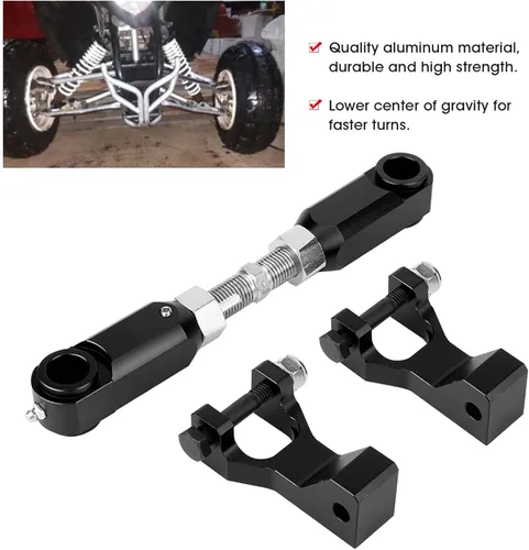 Vista 7 de Kit de bajada delantera, material de aluminio, kit de bajada delantera y trasera ajustable para ATV para Raptor 350 660 700 (negro)