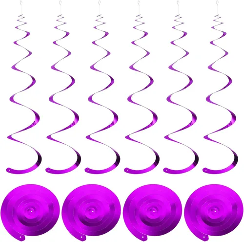 Vista 9 de MECCANIXITY 30 remolinos colgantes de fiesta negros de una sola tira para colgar decoraciones de 27.6 pulgadas, serpentinas colgantes de plástico
