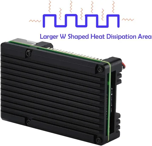 Vista 6 de Armor - Carcasa para Raspberry Pi 4, carcasa metálica con doble ventilador de aleación de aluminio, disipador térmico Pi 4
