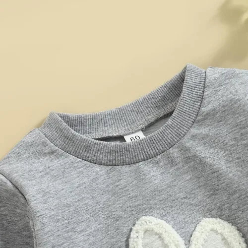 Vista 17 de Traje de San Valentín para bebé, niña, niño, traje de San Valentín, sudadera de manga larga con estampado de corazón