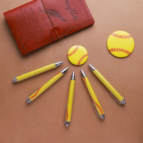 Vista 5 de 10 bolígrafos de sóftbol lindos regalos de sóftbol para equipo, punta media (0.039 pulgadas), bolígrafo retráctil de tinta negra para regalos