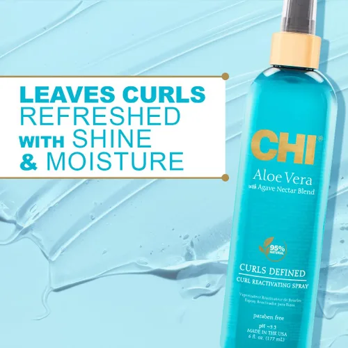 Vista 4 de CHI Spray Reactivador de Rizos de Aloe Vera, Mejora las Ondas, Rizos y Espirales, Proporciona una Hidratación Intensa, Sin Sulfatos, Parabenos