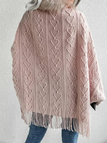 Vista 2 de MakeMeChic Cárdigan de punto texturizado con flecos y dobladillo frontal abierto para mujer