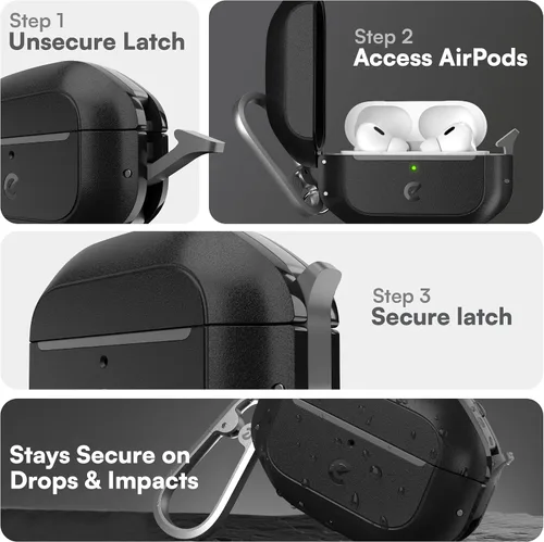 Vista 3 de Keybudz Funda para AirPods Pro 2 con Candado - Funda Completamente Impermeable para AirPods Pro 2da Generación - Llavero, Protección Resistente