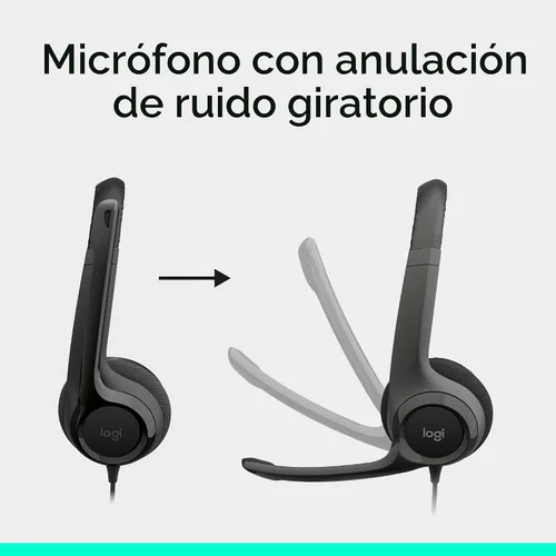 Vista 3 de Logitech H390 Auriculares con cable con micrófono, auriculares USB-A con micrófono para PC, micrófono con cancelación de ruido para reuniones