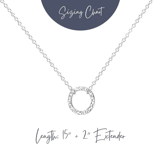 Vista 5 de Ava Riley Collar delicado para mujer, collar simple de plata real de 14 quilates para mujer, barra de bloqueo de perlas, círculo de karma