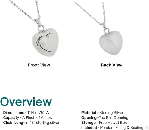 Vista 7 de Silverlight Urns Heart Jewelry Parent Plata esterlina