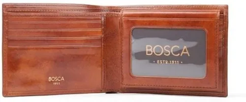 Vista 6 de Bosca Cartera de crédito de cuero antiguo para hombre con contraseña de identificación (ámbar), Ámbar