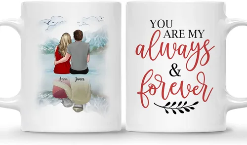 Vista 9 de Gossby Taza para parejas, regalo personalizado para pareja, marido, esposa, novio, novia con diseño, nombre, San Valentín, boda, aniversario, regalo