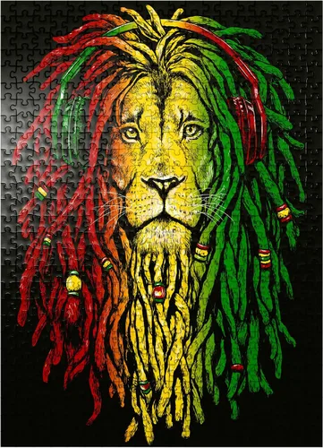 Vista 8 de MyPuzzle Rasta Lion - Rompecabezas prémium de 100 piezas, fabricado en Estados Unidos