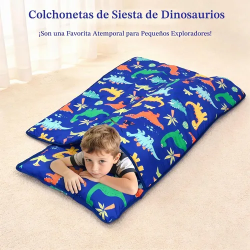 Vista 6 de Tapete para siesta de dinosaurio con almohada extraíble y manta