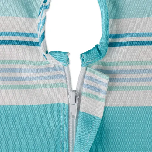 Vista 2 de DII Summer Stripe - Colección de mesa con cremallera para exteriores, multiusos, lavable a máquina, mantel, 60 pulgadas redonda, casa de playa