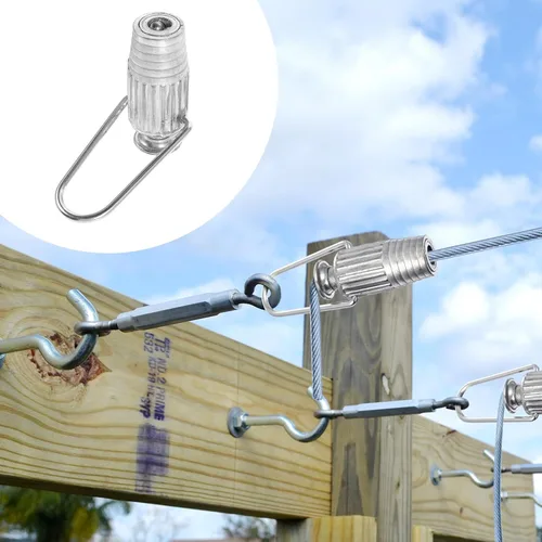 Vista 6 de Paquete de 4 tensores de tendedero, tensor de línea de ropa de aluminio resistente para sistema de cuerda y polea, estirador de línea de secado
