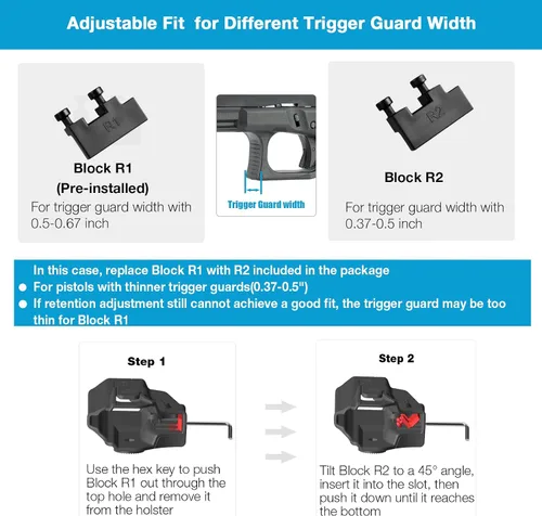 Vista 6 de Funda universal OWB para Glock/S&W/Sig/Springfield/CZ/Beretta/Taurus/Canik/FN/ 1911/Walther, se adapta a más de 100 pistolas para pistolas compactas