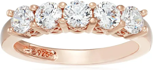 Vista 58 de Amazon Essentials Anillo de plata de ley de cinco piedras con circonita cúbica de corte redondo Infinite Elements (anteriormente colección Amazon)