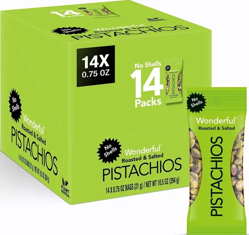 Vista 7 de Wonderful Pistachios Sin conchas nueces tostadas y saladas, 0.75 onzas (paquete de 9) Protein Snacks, Gluten Free, On-the-Go, Salty Individually