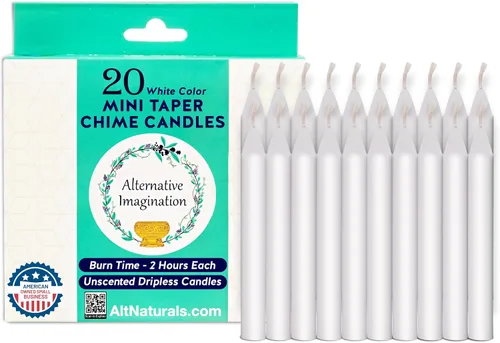 Vista 14 de Alternative Imagination Blue Chime Candles - Paquete de 20 mini velas cónicas sin perfume de 4 pulgadas, velas rituales de larga duración sin goteo
