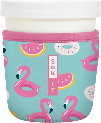 Vista 60 de Sok It IceCreamSok - Funda de neopreno aislada (flores abstractas, pintas de helado cónicas)