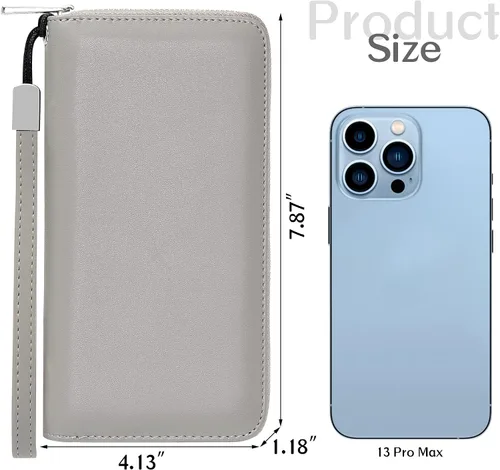 Vista 3 de OIDERY Cartera para tarjetas de crédito de gran capacidad para mujer, bloqueo RFID con correa extraíble