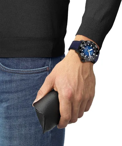 Vista 5 de Tissot Tissot Seastar 2000 Professional Powermatic 80 316L - Caja de acero inoxidable con revestimiento PVD negro, color azul y negro, goma, 22