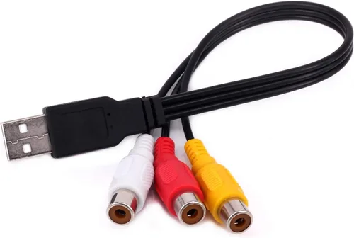 Vista 4 de BERANMEY - Cable USB a 3 RCA, [2 unidades] 0.8 ft USB macho a 3 RCA hembra, divisor de audio y video AV, cable adaptador compuesto para TV/PC.