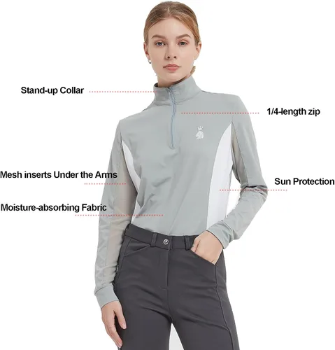 Vista 3 de HR Farm - Camisa de manga larga Ice Feel de secado rápido para mujer
