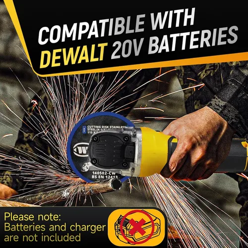 Vista 7 de Amoladora angular inalámbrica de 4-1/2 pulgadas compatible con batería DeWalt de 20 V, motor sin escobillas de 10000 RPM con 4 velocidades