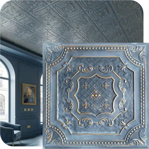 Vista 21 de DCT04 Elizabelthan Shield - Azulejo de techo de PVC de 2 x 2 pies (cubiertas / 200 pies cuadrados), gris pardo antiguo, 50 piezas Antique taupe