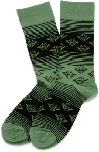Vista 2 de Cufflinks Inc. Calcetines Yoda Ombre Stripe, talla única (hasta la talla 12 de hombre) con licencia oficial de Lucasfilm LTD., Verde