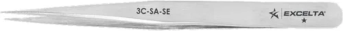 Vista 13 de Excelta 3C-SA-ET Pinzas de precisión puntiagudas rectas muy finas, agarre suave con protección TealShield Ergo-Tweeze, acero inoxidable