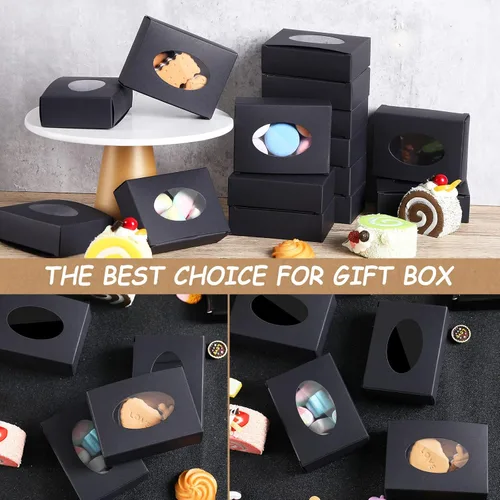 Vista 6 de Spakon Paquete de 60 cajas de jabón Kraft para hacer en casa, grandes, 3.8 x 2.8 x 1.2 pulgadas, cajas de regalo con ventana ovalada para jabones