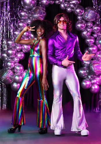Vista 6 de FUN Costumes Pantalones holográficos de discoteca para hombre