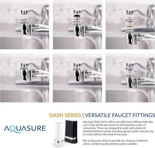 Vista 8 de Aquasure Sistema de filtración de agua potable para encimera de la serie Dash con bloque de carbono de 0.5 micrones (blanco)