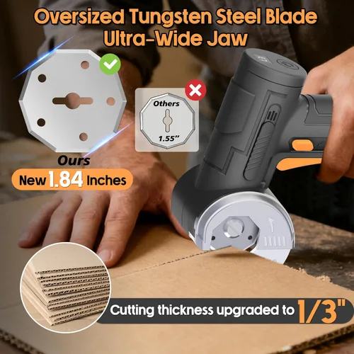 Vista 2 de Tijeras eléctricas inalámbricas mejoradas 2026: hoja de tungsteno más grande de 1.84 pulgadas, apertura más ancha, 320 RPM, grosor máximo de 1/3