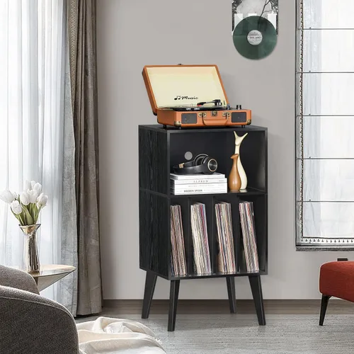 Vista 2 de Lerliuo - Soporte para tocadiscos, soporte para tocadiscos negro con capacidad para hasta 160 álbumes