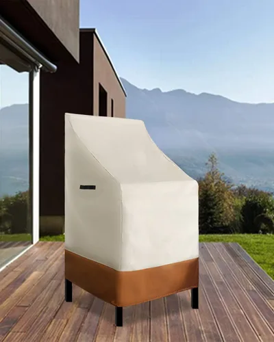 Vista 8 de RosieLily Fundas para sillas de patio con respaldo alto, impermeables, apilables, para taburetes de bar al aire libre, fundas beige para muebles