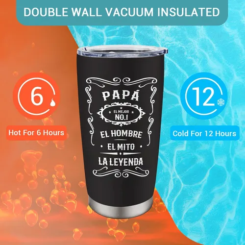 Vista 7 de Regalos para papá, regalos para papá en español, regalos de Navidad para papá mexicano, El Mejor Papa Del, regalos para papá español, vaso de 20