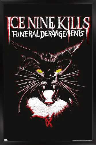 Vista 8 de Ice Nine Kills - Póster de pared con diseño de gato, 22.4 pulgadas de largo x 14.7 pulgadas de ancho, versión enmarcada de madera de granero Versión