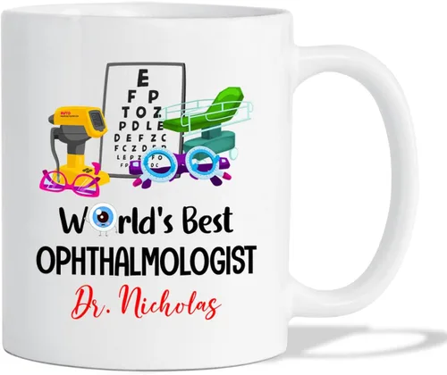 Vista 20 de Taza de café personalizada para oftalmólogo con texto en inglés "Thank You For Being An Awesome Oftalmologist", taza de café personalizada