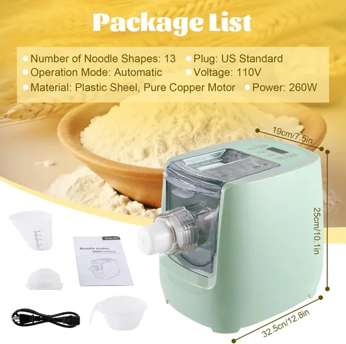 Vista 6 de Máquina eléctrica para hacer pasta, máquina automática para hacer pasta con 13 discos para espaguetis y fettucina y más, máquina para hacer pasta