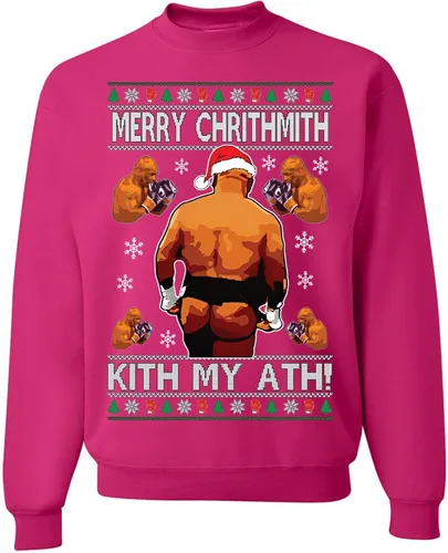 Vista 27 de wild custom apparel Merry Chrithmith Kith My Ath suéter feo de Navidad divertido con cuello redondo sudadera Negro