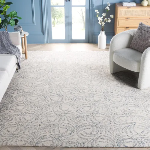 Vista 19 de SAFAVIEH Jardin Collection - Alfombra de pasillo, 2 pies 3 pulgadas x 8 pies, marfil y azul, mezcla de lana hecha a mano, ideal para zonas de alto