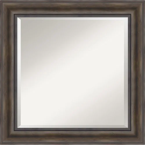 Vista 6 de Amanti Art Espejo de pared marrón de 26 x 22 pulgadas, espejo rectangular de baño de Alejandría marrón rústico para decoración de pared, sala
